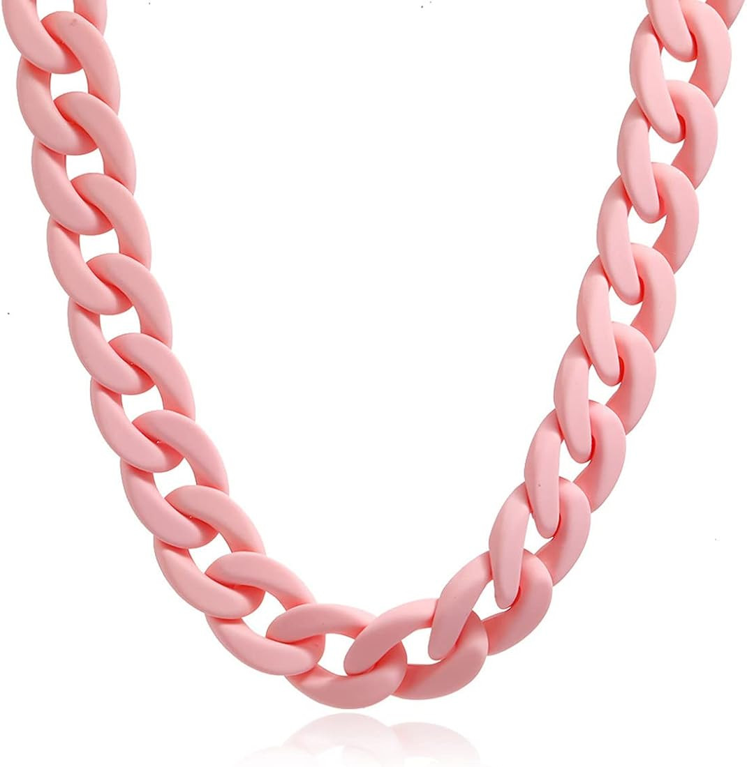 Fashion Multicolor Acrylic Figaro Chain Necklace Cuban Thick Chunky Resin Link Curb Chain Necklac... | Amazon (US)