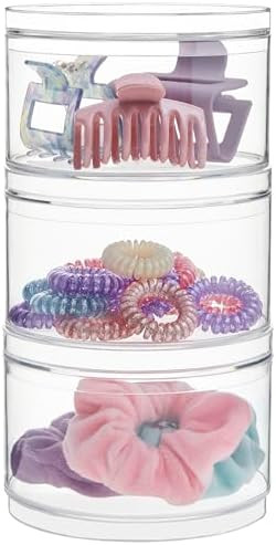 STORi Bella Stackable Clear Plastic Container (Set of 3) Round Vanity Storage Organizers with Lid... | Amazon (US)
