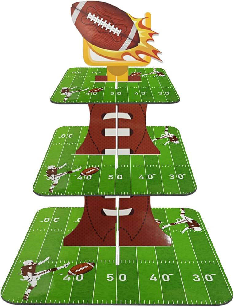 Football Cupcake Stand, 3 Tier Dessert Tower Football Super Bowl Game Theme Party Decorations Reu... | Amazon (US)