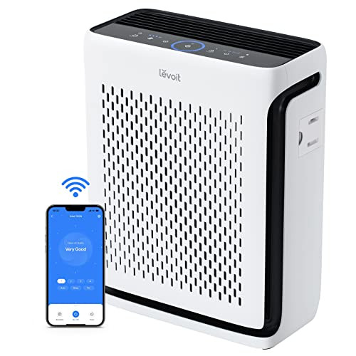 LEVOIT Air Purifier for Home Large Room Up to 1073Ft² with Air Quality Monitor, AHAM VERIFIDE, Smart WiFi, Washable Pre-Filter, HEPA Sleep Mode for Pets, Allergies, Dust, Pollen, Vital 100S-P, White | Amazon (US)