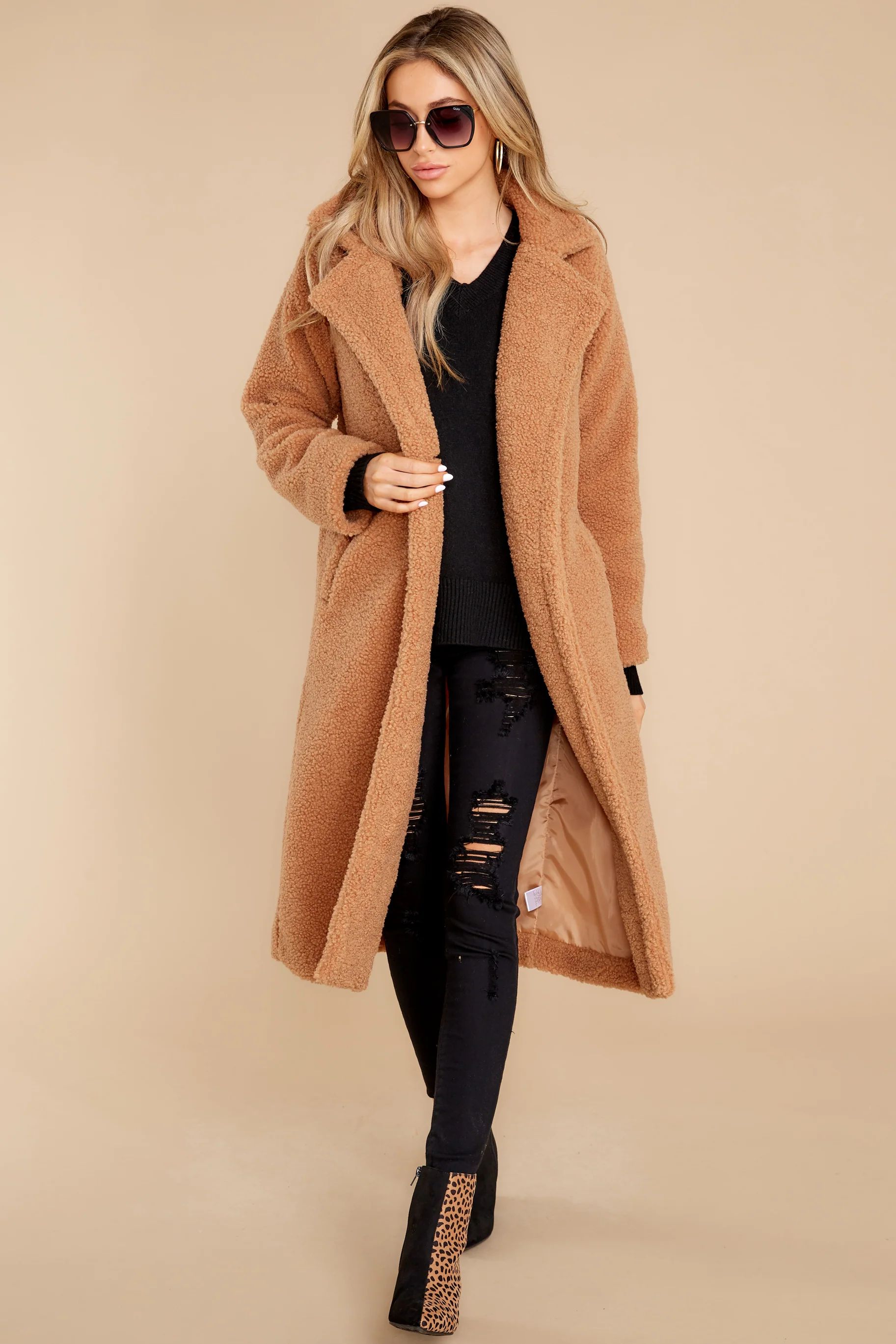 Keep It Toasty Camel Teddy Coat | Red Dress 