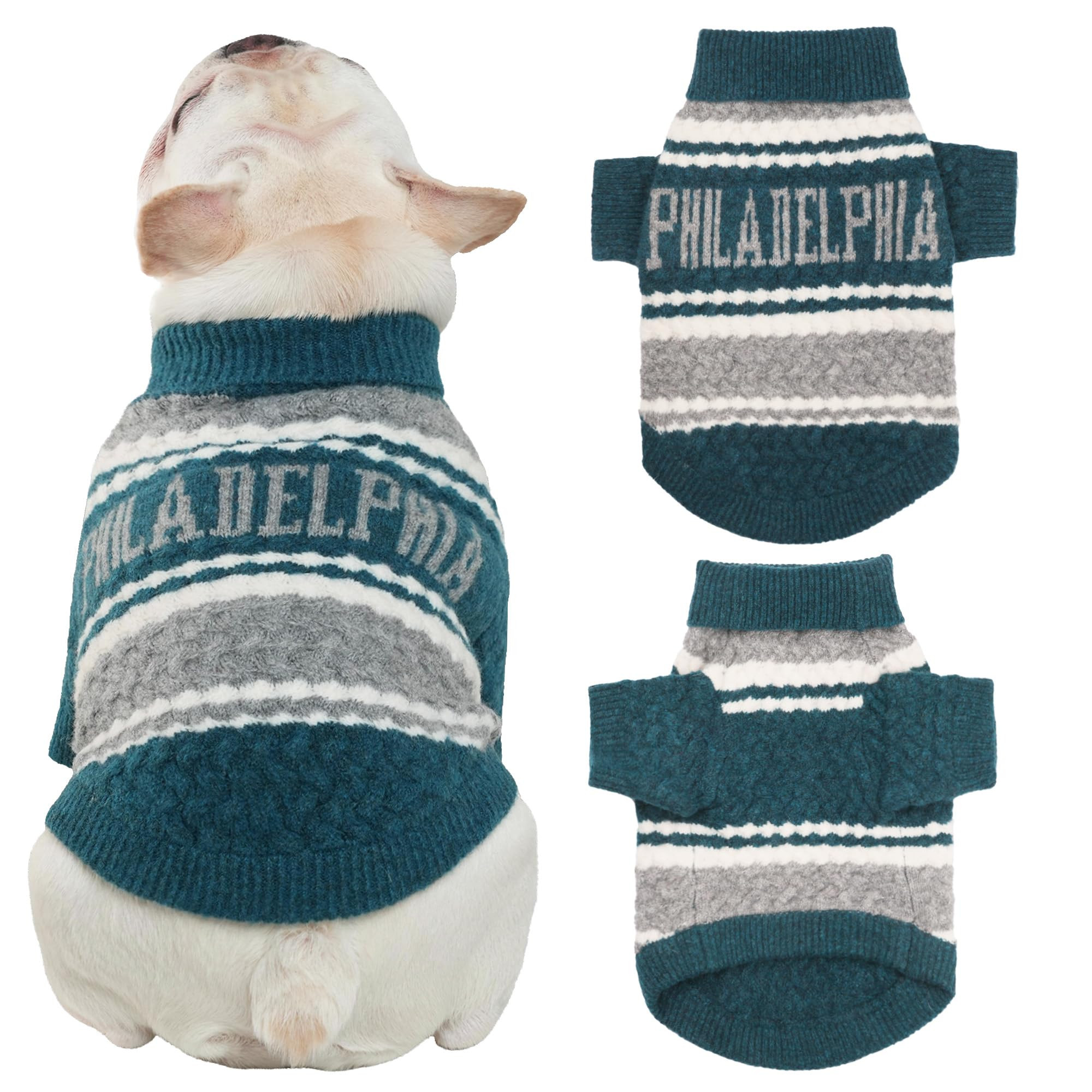 Small Dog Sweater​ Football Theme Turtleneck Knit Dog Sweaters for Small Pets Warm Winter Cat D... | Amazon (US)