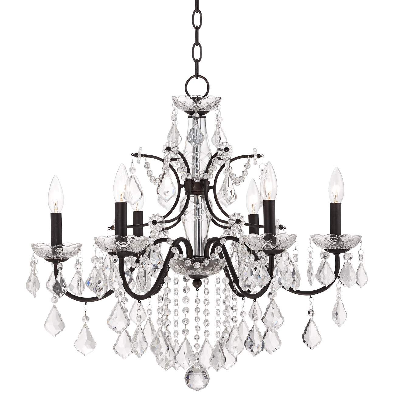 DeMallo 26" Wide Dark Bronze Frame Clear Crystal Chandelier | Lamps Plus