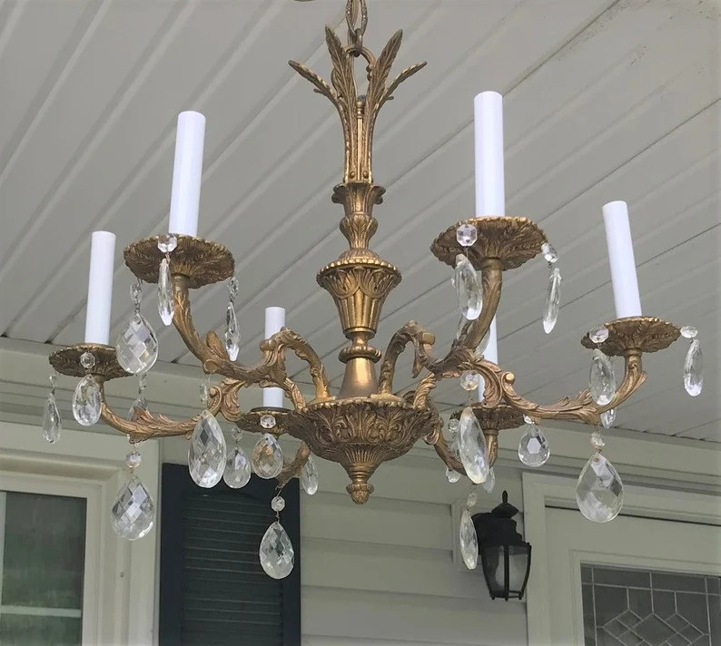 FOR Refurbishing-heavy Spain Brass and Crystal Chandelier 6 - Etsy | Etsy (US)