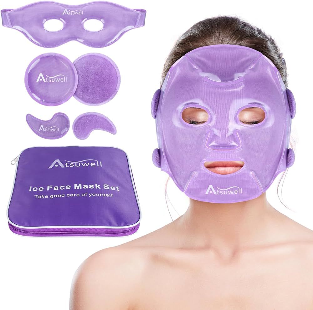 Atsuwell Cooling Ice Face Eye Mask Set for Dark Circles and Puffiness, 6 Gel Cold Packs for Face,... | Amazon (US)