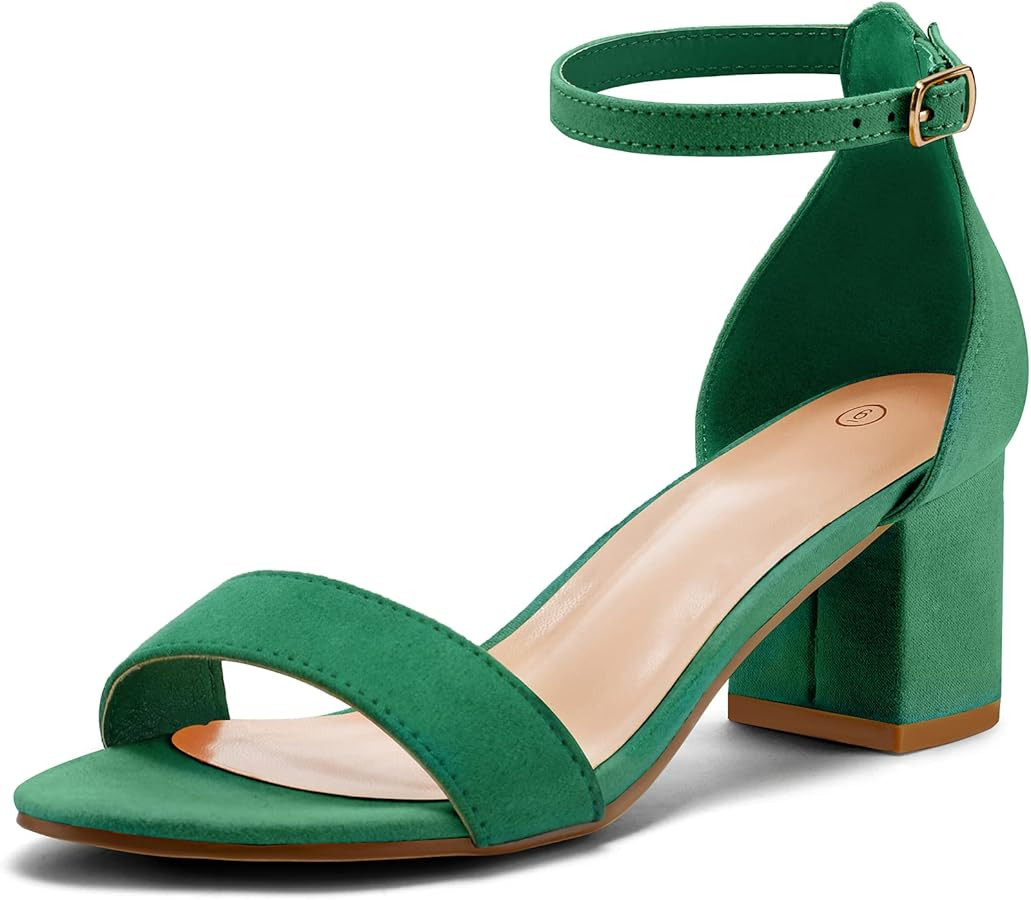 mysoft Women's Chunky Low Heels Open Toe Block Heeled Dress Ankle Strap Pump Wedding Sandals | Amazon (US)