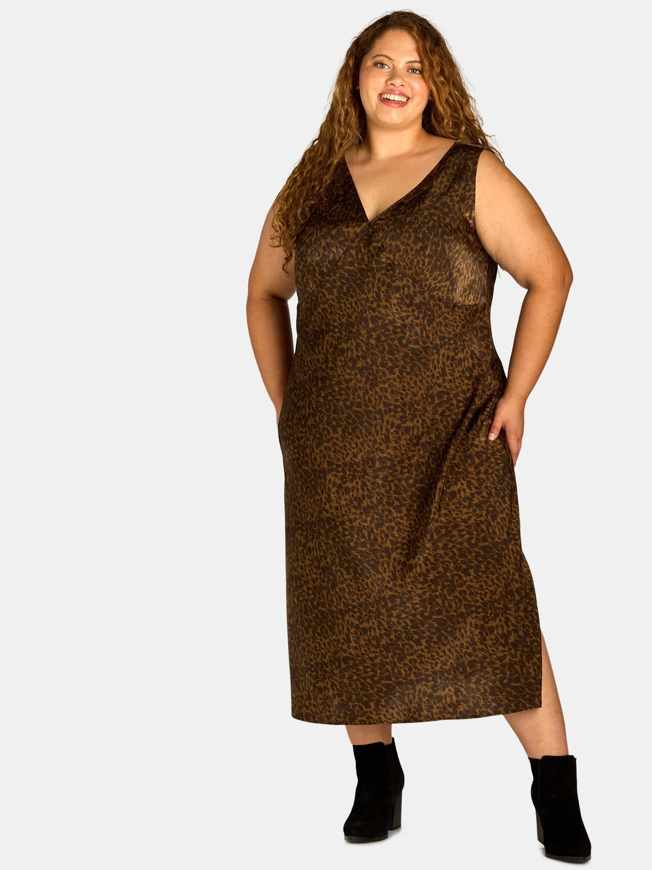 Terra & Sky Black Label Women's Plus Size Sleeveless Bias Satin Slip Dress, 0X-4X | Walmart (US)