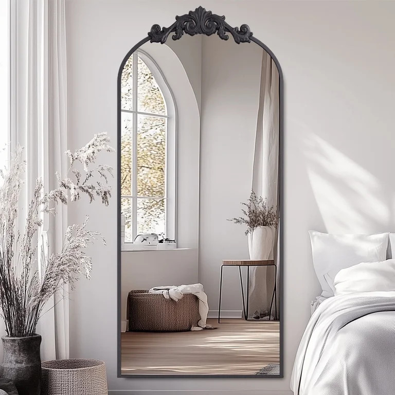 Antok 65"x24" Vintage Arched Full-Length Mirror with Carved Metal Frame, Baroque-Style Floor Mirr... | Walmart (US)