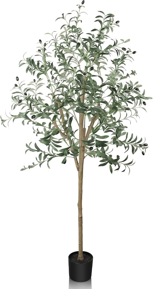 YOLEO 5.5FT Artificial Olive Tree Tall Faux Silk Olive Plant Lifelike Fake Tree for Home Office I... | Amazon (UK)