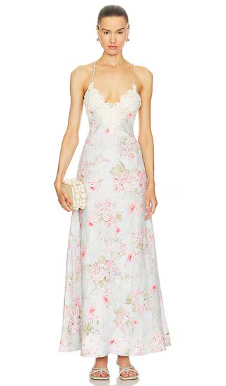 Halliday A-line Maxi Dress in Blue Watercolour Floral | Revolve Clothing (Global)