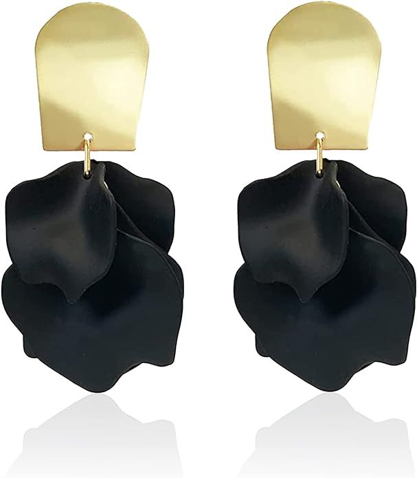 Just Follow Rose Petal Dangle Earrings Fashion Boho Acrylic Flower Earrings Large Statement Resin... | Amazon (US)