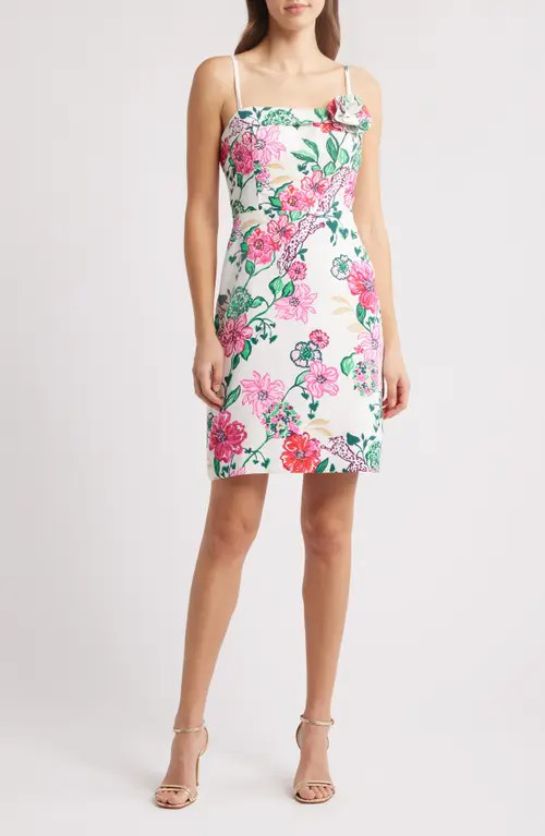 Lilly Pulitzer® Nickola Floral Print Sleeveless Dress in Coconut at Nordstrom, Size 4 | Nordstrom