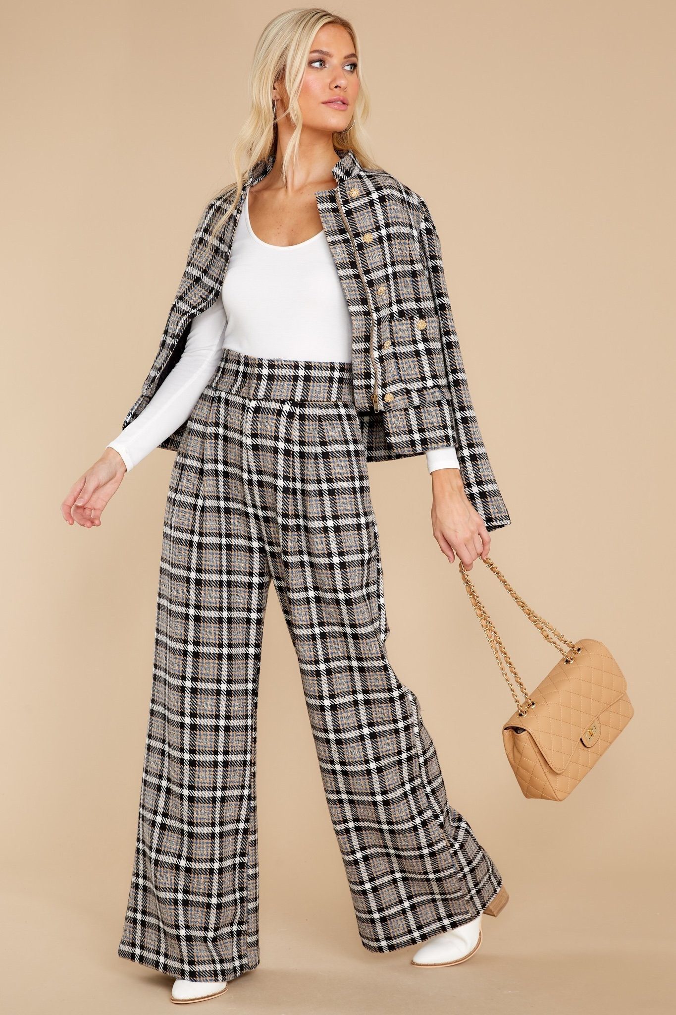 Didn't Stutter Black Plaid Jacket | Red Dress 