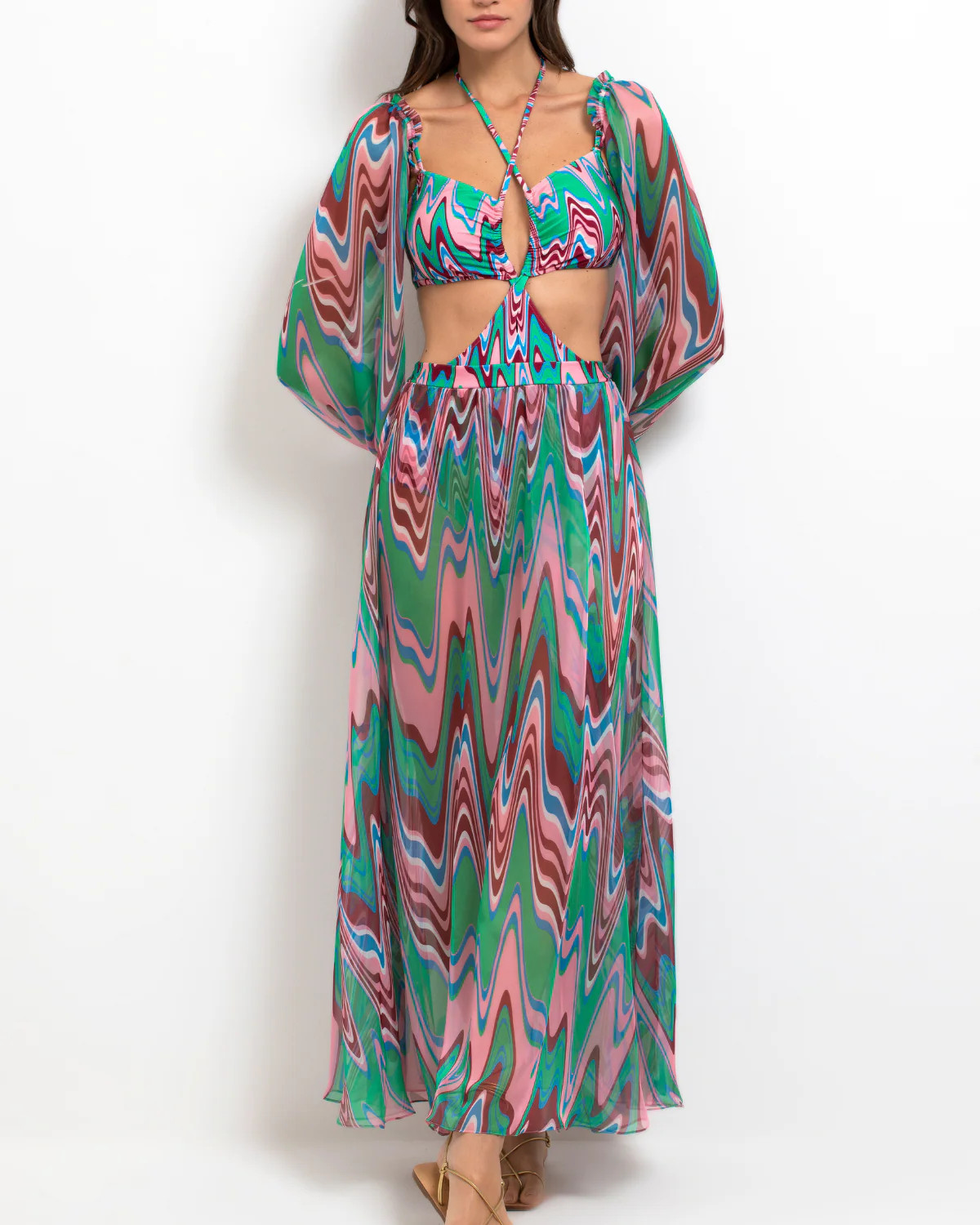 Wave Long Sleeve Cut-Out Dress (FINAL SALE) | PatBO