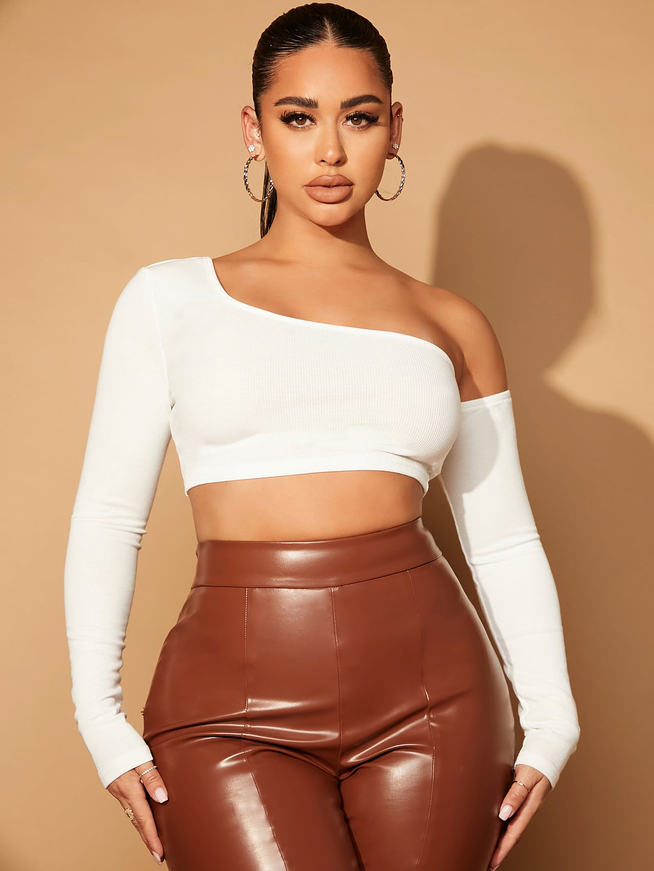 SHEIN SXY Asymmetrical Neck Crop Top | SHEIN