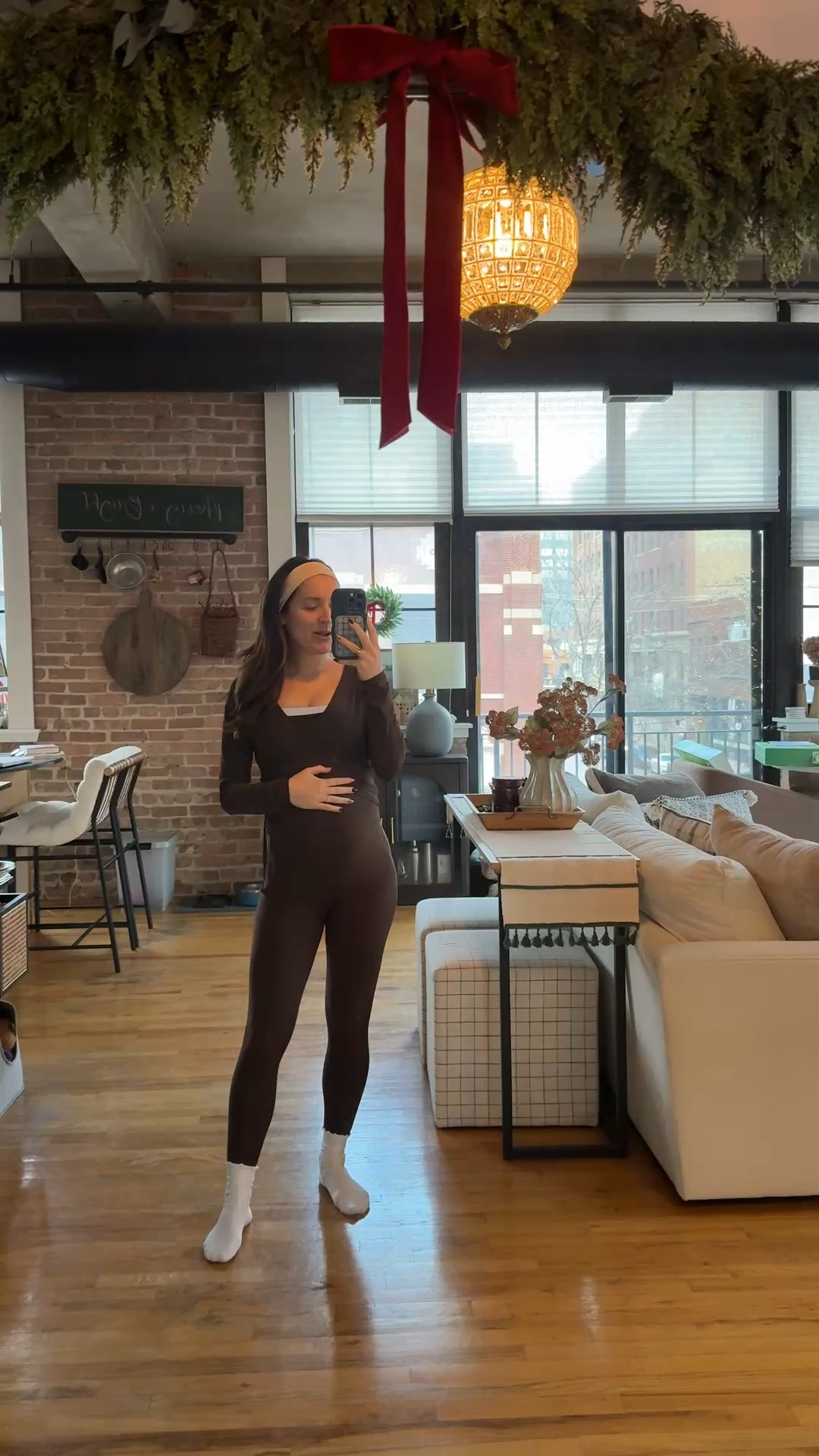 Pilates outfit at 27 weeks pregnant- wearing a small in the leggings, medium in the mesh top and small in the bra. Cute ruffle grippy socks and headbands are from Amazon! 

#LTKActive #LTKBump #LTKfitnessgoals