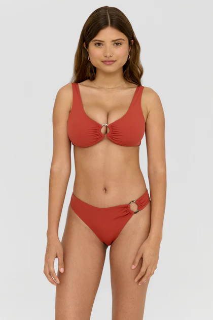 NIXIE ASYMMETRIC RING BIKINI BRIEF - RUST ORANGE | TALA (UK)