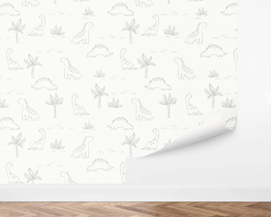 Custom Kids Peel and Stick Wallpaper, Removable Wallpaper - Printed Dinos Wallpaper by Love Vs. D... | Etsy (US)