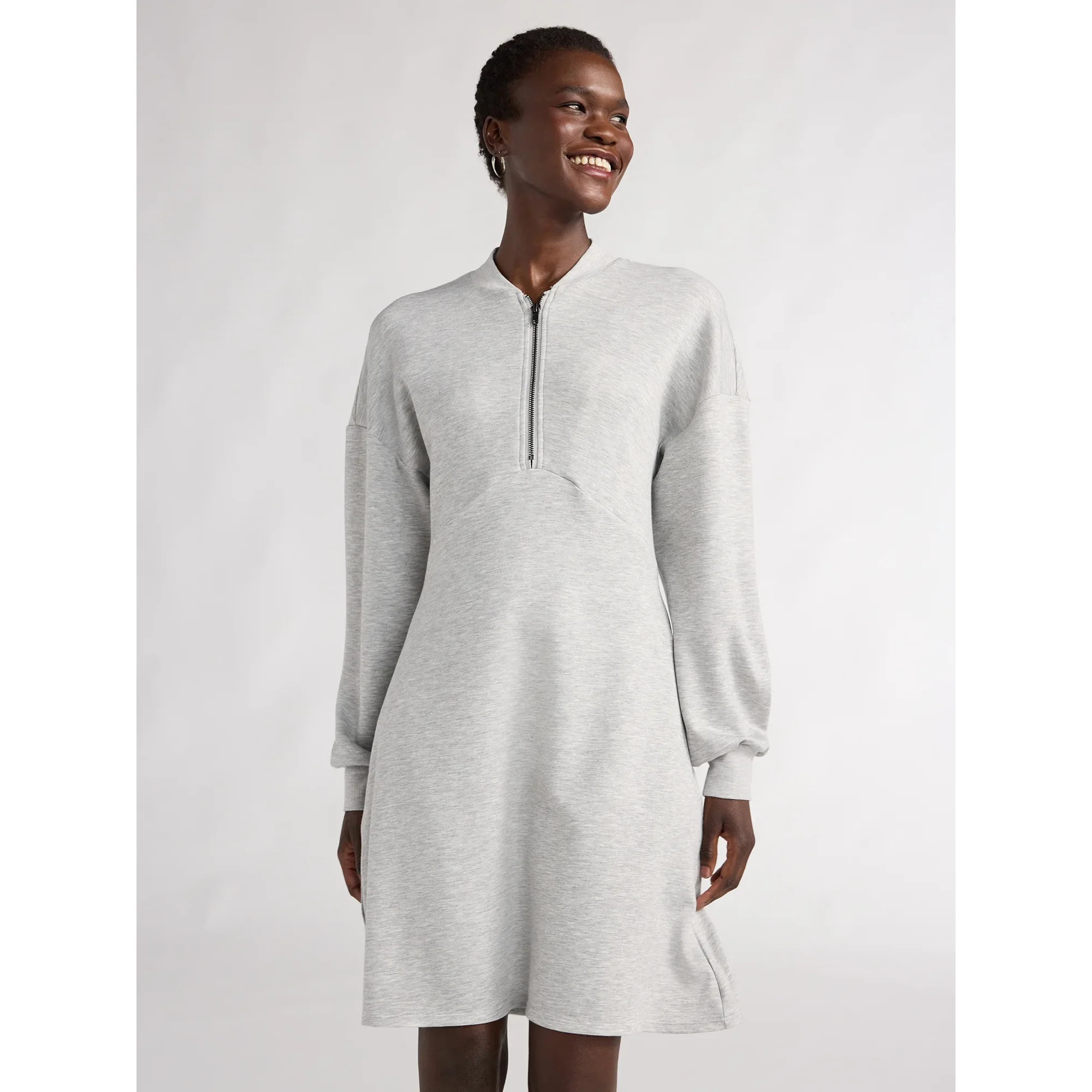 Scoop Women’s Ultimate ScubaKnit Zip Front Mini Dress, Sizes XS-XXL | Walmart (US)