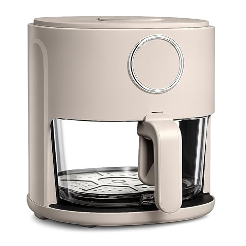 COOK WITH COLOR Colorful 1200W 4Qt Air Fryer: Glass Basket, Dishwasher Safe, 60min Timer, 6 Presets, Temp Control 175F-400F, 4 QT, Greige | Amazon (US)
