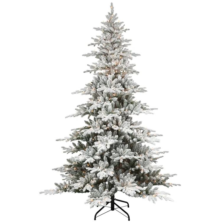 7'6" H Green Realistic Artificial Pine Frosted Christmas Tree with 500 Lights | Wayfair Professional