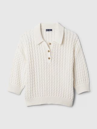Linen-Cotton Textured Polo Sweater | Gap (US)