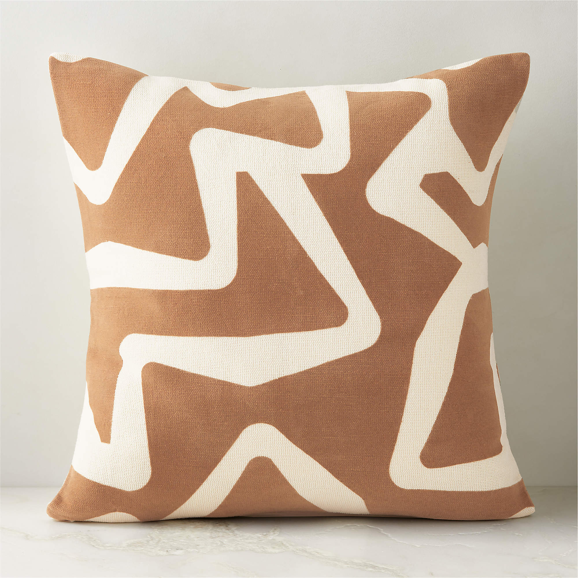 Barcelos Light Brown Throw Pillow with Down-Alternative Insert 23"x23" + Reviews | CB2 | CB2