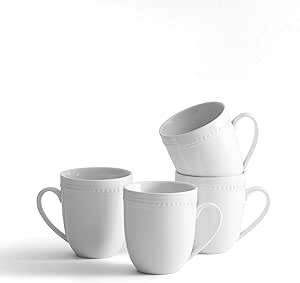Everyday White by Fitz and Floyd Beaded 14 Ounce Mugs, Set of 4 | Amazon (US)