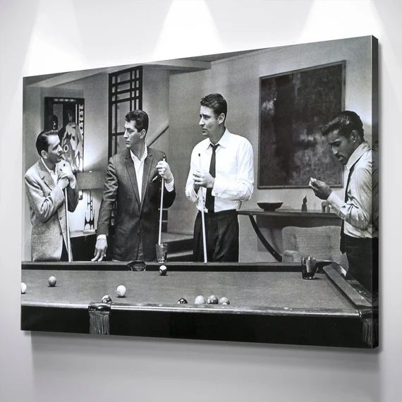 Frank Sinatra Poster Art The Rat Pack Playing Pool Canvas Wall Art Dean Martin Wall Art, Framed R... | Etsy (US)