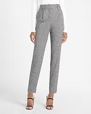 High Waisted Knit Herringbone Ankle Pant | Express