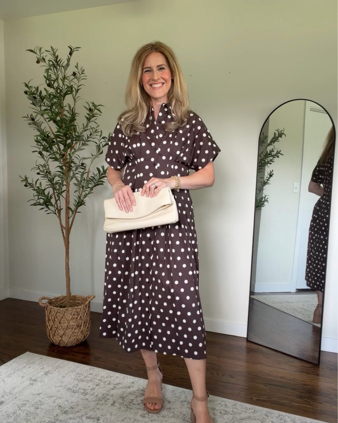 Can you believe this is Walmart?! I went up one size to a medium and I’m 5’8”. #walmartfashion summer fall polka dot dress Anthropologie look for less lookalike dupe

#LTKOver40