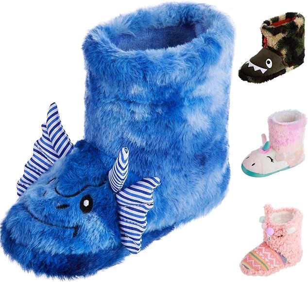 totes Girls Boys Kids Warm Soft Lightweight Washable Toddler Child Boot Slipper with Cute Animal ... | Amazon (US)