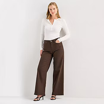 a.n.a Womens High Rise Animal Print Wide Leg Jean - JCPenney | JCPenney