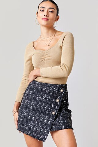 Kit Tweed Asymmetrical Mini Skirt - francesca's | Francesca's