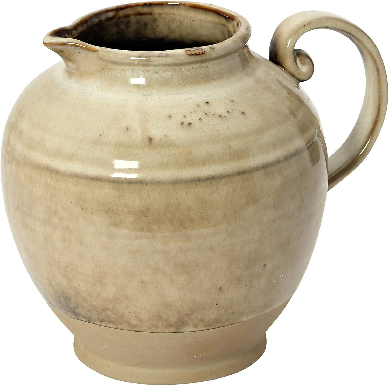 Creative Co-Op Stoneware, Reactive Glaze Pitcher, 8" L x 7" W x 7" H, Greige | Amazon (US)