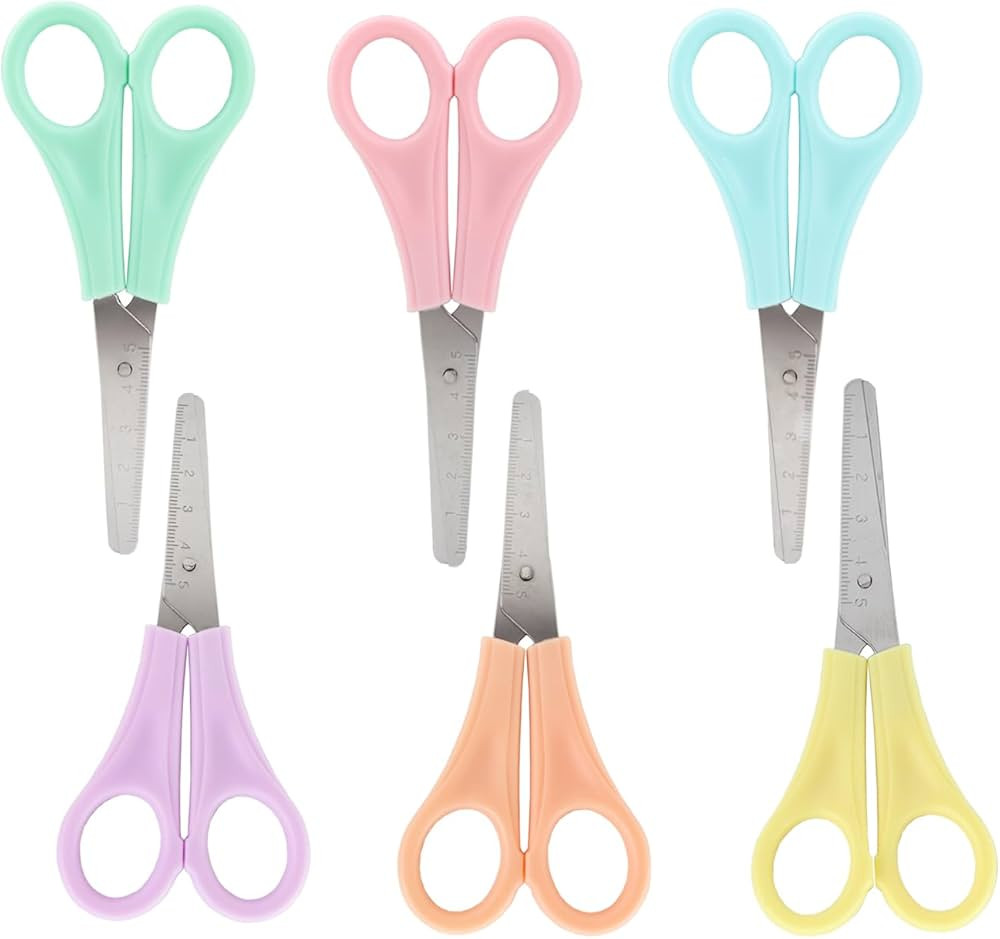 6 Pack Safety Scissors, 5' Safety Blunt Tip Kids Craft Scissors for School Class, Art Crafting Cl... | Amazon (US)
