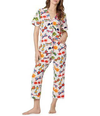 Sunglasses Print Short Sleeve Notch Collar Organic Cotton Jersey Knit Cropped Pajama Set | Dillard's