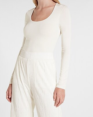 Body Contour Scoop Neck Double Layer Thong Bodysuit | Express