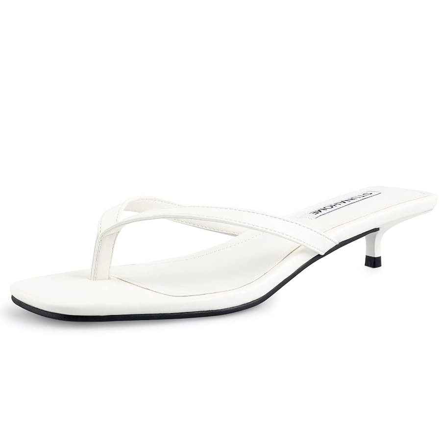STUNAHOME Womens Kitten Heel Thong Sandals with Memory Foam Cute Flip Flop Heels for Women 1.4 In... | Amazon (US)