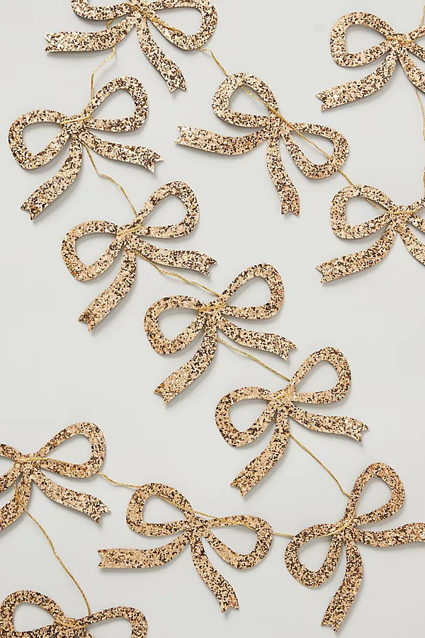 Gold Glitter Bow Garland | Anthropologie (US)