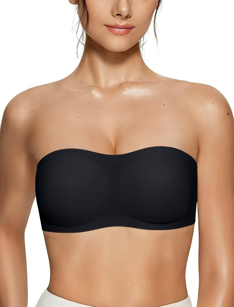 Vertvie Women's Wireless Strapless Bra Push Up Non-Slip Silicone Bandeau Bra Tube Top Bra (Medium... | Amazon (US)