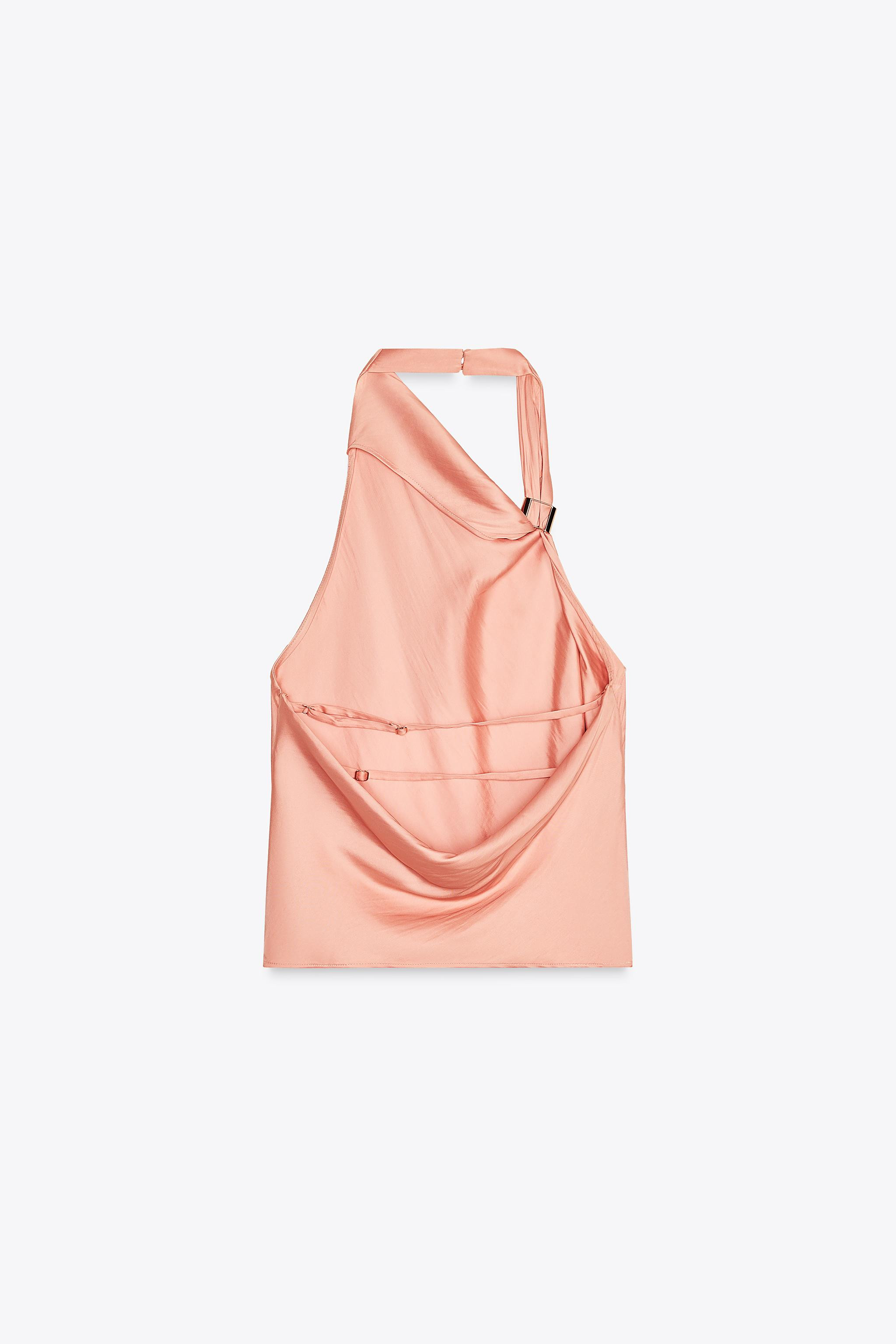 SATIN HALTER TOP WITH GOLD APPLIQUÉ | Zara US