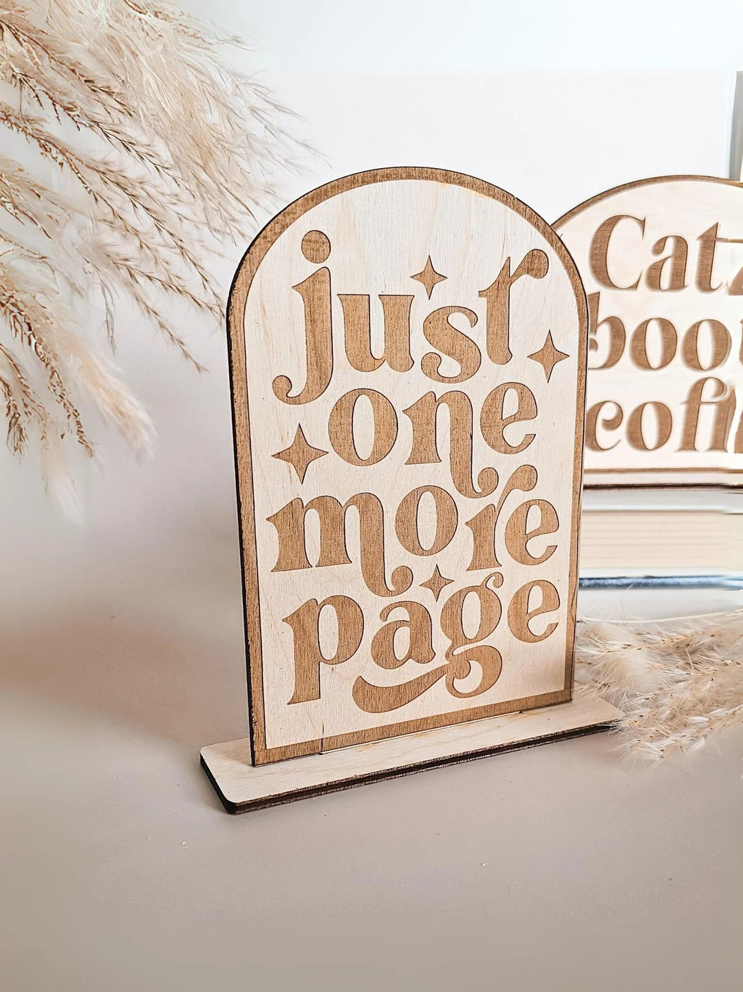 Just One More Page Book Shelf Sign Book Club Room Decor Library Bookish Decor Book Nook Decor Woo... | Etsy (US)