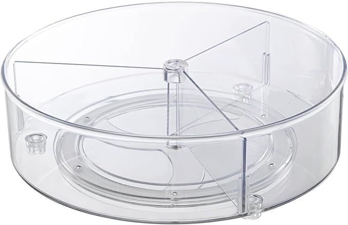 Amazon.com: Empaxum Clear Lazy Susan Organizer with 3 Dividers 10.7" Plastic Divided Lazy Susan T... | Amazon (US)