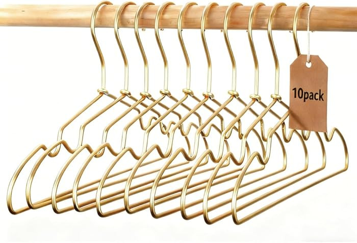 12.6" Matte Gold Metal Kids Baby Hangers, 10Pack, Non Slip, Suit for Coated Wire Children Clothes... | Amazon (US)