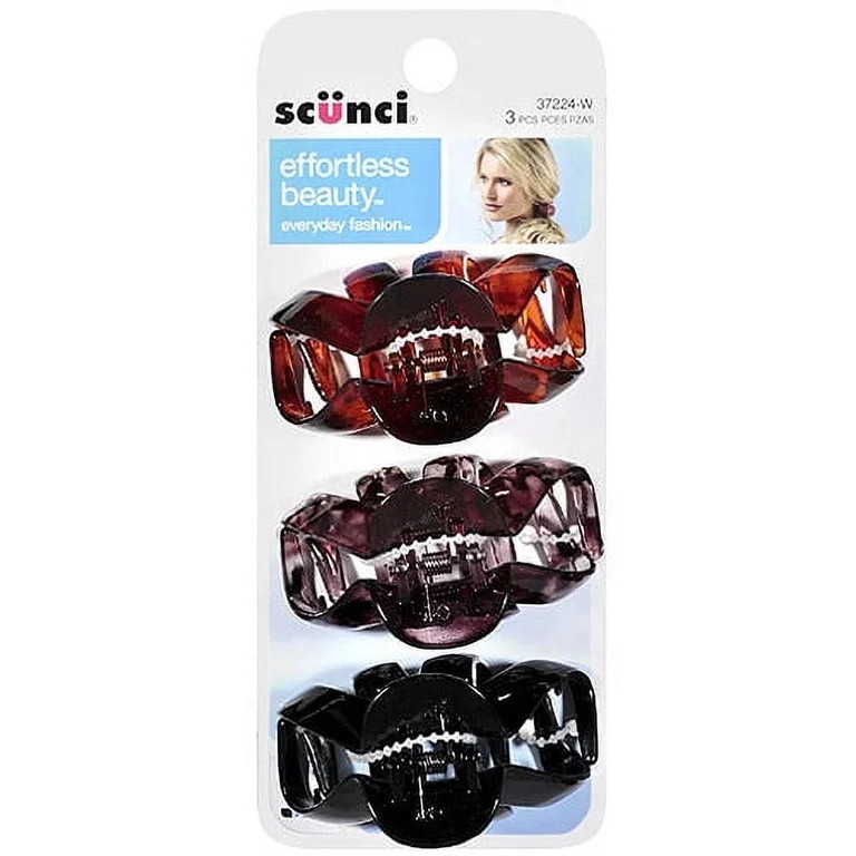 Scunci Octopus Claw Clip, Black, Tortoise Shell, and Smoke, 3 Ct | Walmart (US)