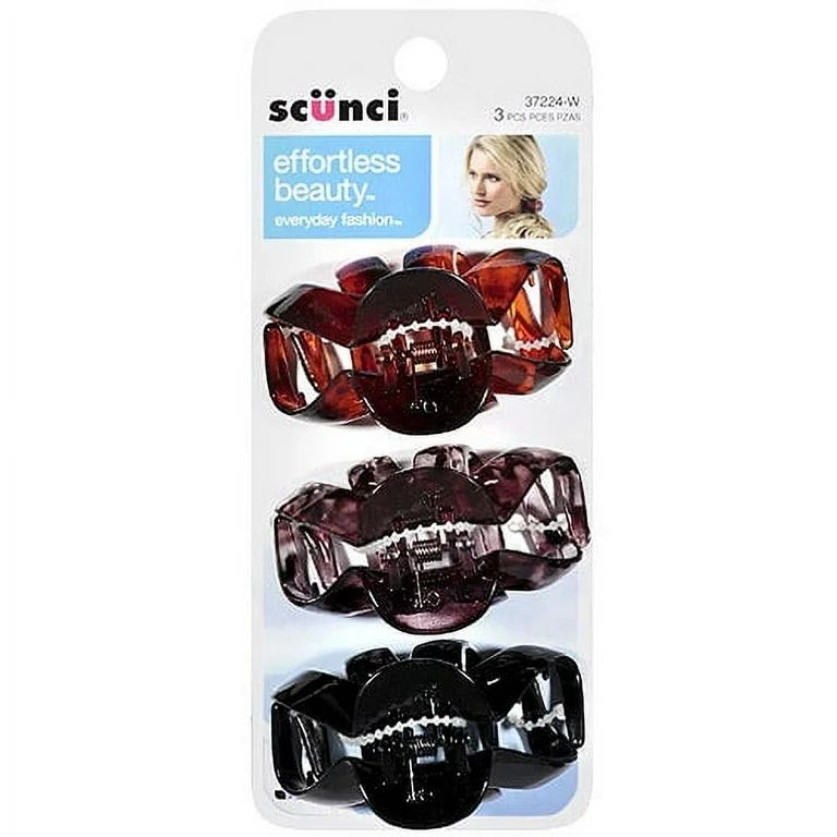 Scunci Octopus Claw Clip, Black, Tortoise Shell, and Smoke, 3 Ct | Walmart (US)