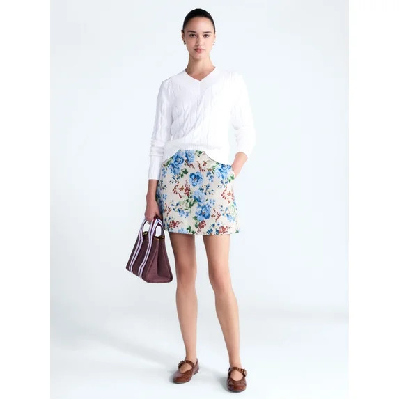 Free Assembly Women's and Women's Plus High-Rise Jacquard Mini Skirt, Sizes 0-28W | Walmart (US)