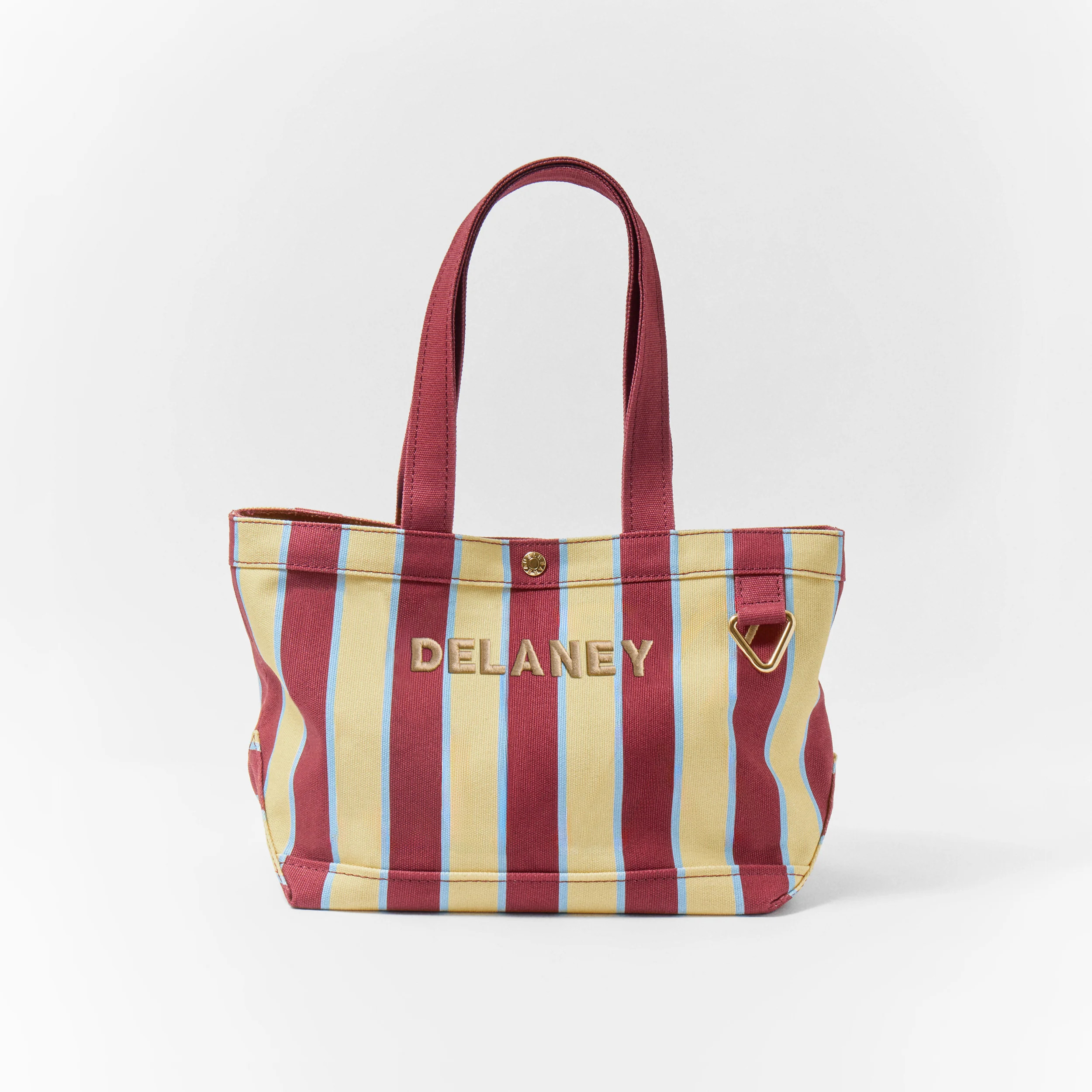 Striped Alpha Custom Name Tote - Merlot - Large | BaubleBar