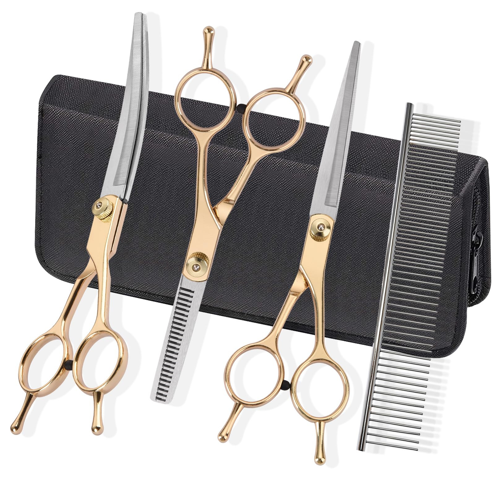 Fcysy Dog Grooming Kit - Hair Scissors Thinning Shears Set for Dogs & Cats | Amazon (US)